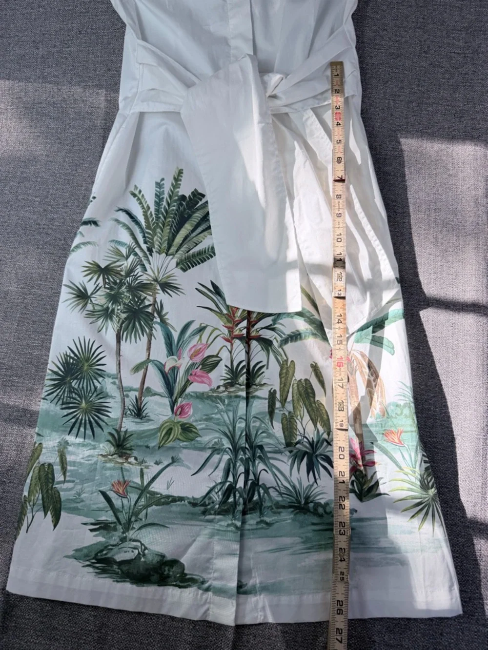 J. McLaughlin White Sleeveless Shirt Midi Dress with Tropical Print - Picture 9 of 9